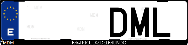 Imágen de matrícula de coche con letras DML de España