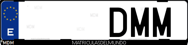 Imágen de matrícula de coche con letras DMM de España