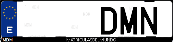 Imágen de matrícula de coche con letras DMN de España