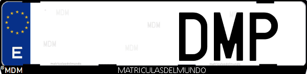 Imágen de matrícula de coche con letras DMP de España