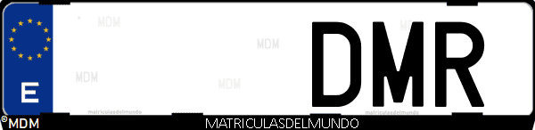 Imágen de matrícula de coche con letras DMR de España