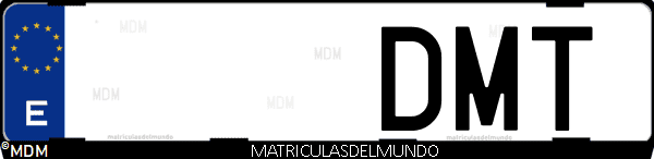 Imágen de matrícula de coche con letras DMT de España