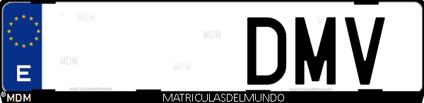 Imágen de matrícula de coche con letras DMV de España