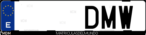 Imágen de matrícula de coche con letras DMW de España
