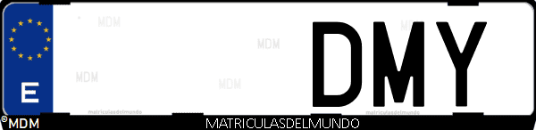 Imágen de matrícula de coche con letras DMY de España
