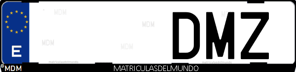 Imágen de matrícula de coche con letras DMZ de España