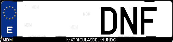 Imágen de matrícula de coche con letras DNF de España