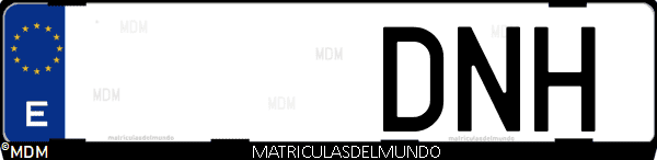 Imágen de matrícula de coche con letras DNH de España