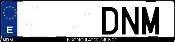 Imágen de matrícula de coche con letras DNM de España
