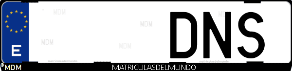 Imágen de matrícula de coche con letras DNS de España
