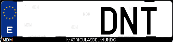 Imágen de matrícula de coche con letras DNT de España