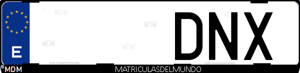 Imágen de matrícula de coche con letras DNX de España