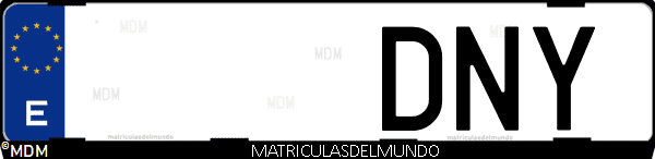 Imágen de matrícula de coche con letras DNY de España