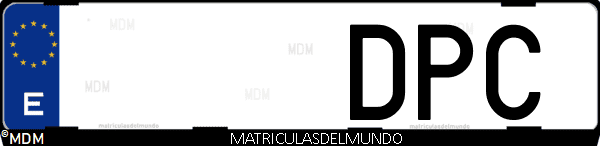 Imágen de matrícula de coche con letras DPC de España