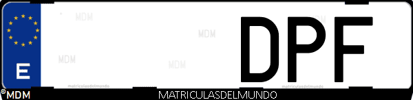 Imágen de matrícula de coche con letras DPF de España