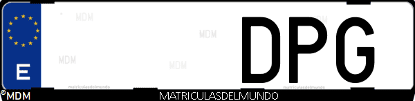 Imágen de matrícula de coche con letras DPG de España