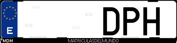 Imágen de matrícula de coche con letras DPH de España