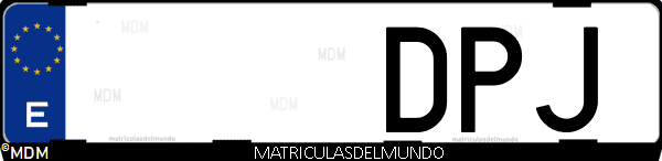 Imágen de matrícula de coche con letras DPJ de España