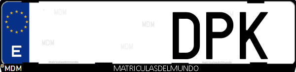 Imágen de matrícula de coche con letras DPK de España