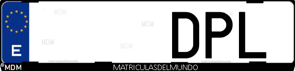 Imágen de matrícula de coche con letras DPL de España