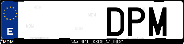 Imágen de matrícula de coche con letras DPM de España