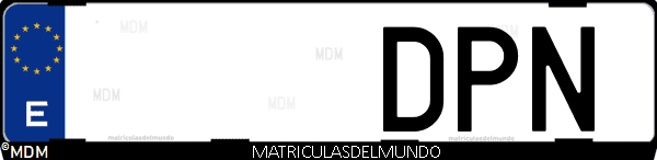 Imágen de matrícula de coche con letras DPN de España