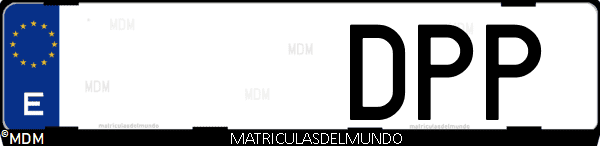 Imágen de matrícula de coche con letras DPP de España