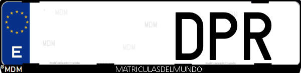 Imágen de matrícula de coche con letras DPR de España
