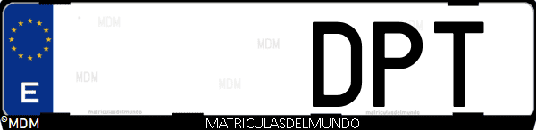 Imágen de matrícula de coche con letras DPT de España