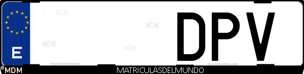 Imágen de matrícula de coche con letras DPV de España