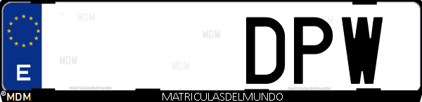 Imágen de matrícula de coche con letras DPW de España