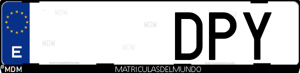 Imágen de matrícula de coche con letras DPY de España