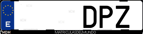 Imágen de matrícula de coche con letras DPZ de España