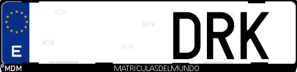 Imágen de matrícula de coche con letras DRK de España