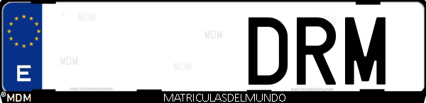 Imágen de matrícula de coche con letras DRM de España