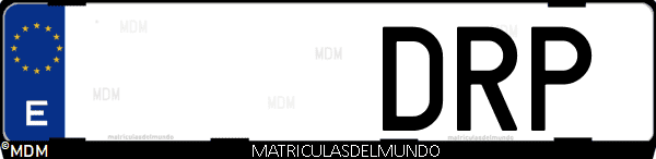Imágen de matrícula de coche con letras DRP de España