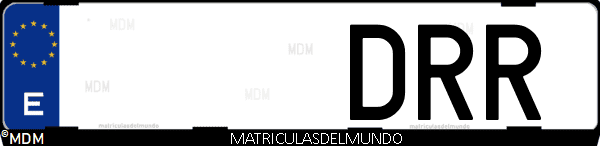 Imágen de matrícula de coche con letras DRR de España