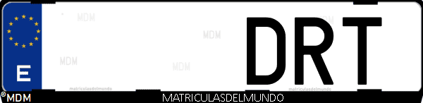 Imágen de matrícula de coche con letras DRT de España