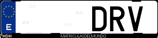 Imágen de matrícula de coche con letras DRV de España