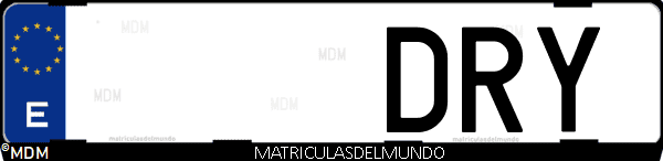 Imágen de matrícula de coche con letras DRY de España