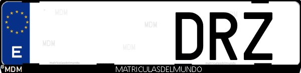 Imágen de matrícula de coche con letras DRZ de España