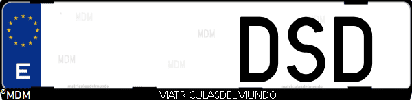 Imágen de matrícula de coche con letras DSD de España