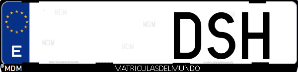 Imágen de matrícula de coche con letras DSH de España