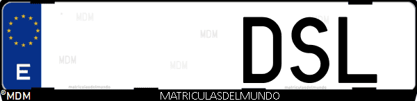 Imágen de matrícula de coche con letras DSL de España