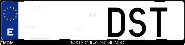 Imágen de matrícula de coche con letras DST de España