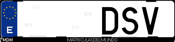 Imágen de matrícula de coche con letras DSV de España