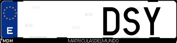 Imágen de matrícula de coche con letras DSY de España