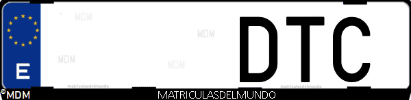Imágen de matrícula de coche con letras DTC de España