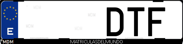Imágen de matrícula de coche con letras DTF de España