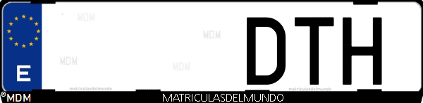 Imágen de matrícula de coche con letras DTH de España